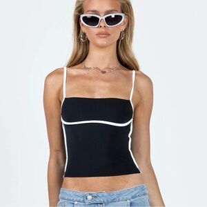 Princess Polly Maidenwell Contrast Top Black - Size 4